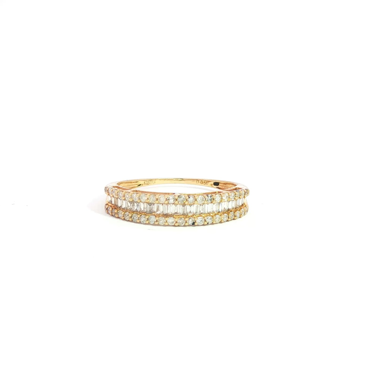 Yellow Gold Ring with Baguette Cut Diamonds